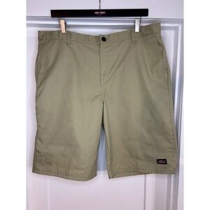 Genuine Dickies Mens Khaki Work Shorts Tan Flat Front Utility Size 42 Utility